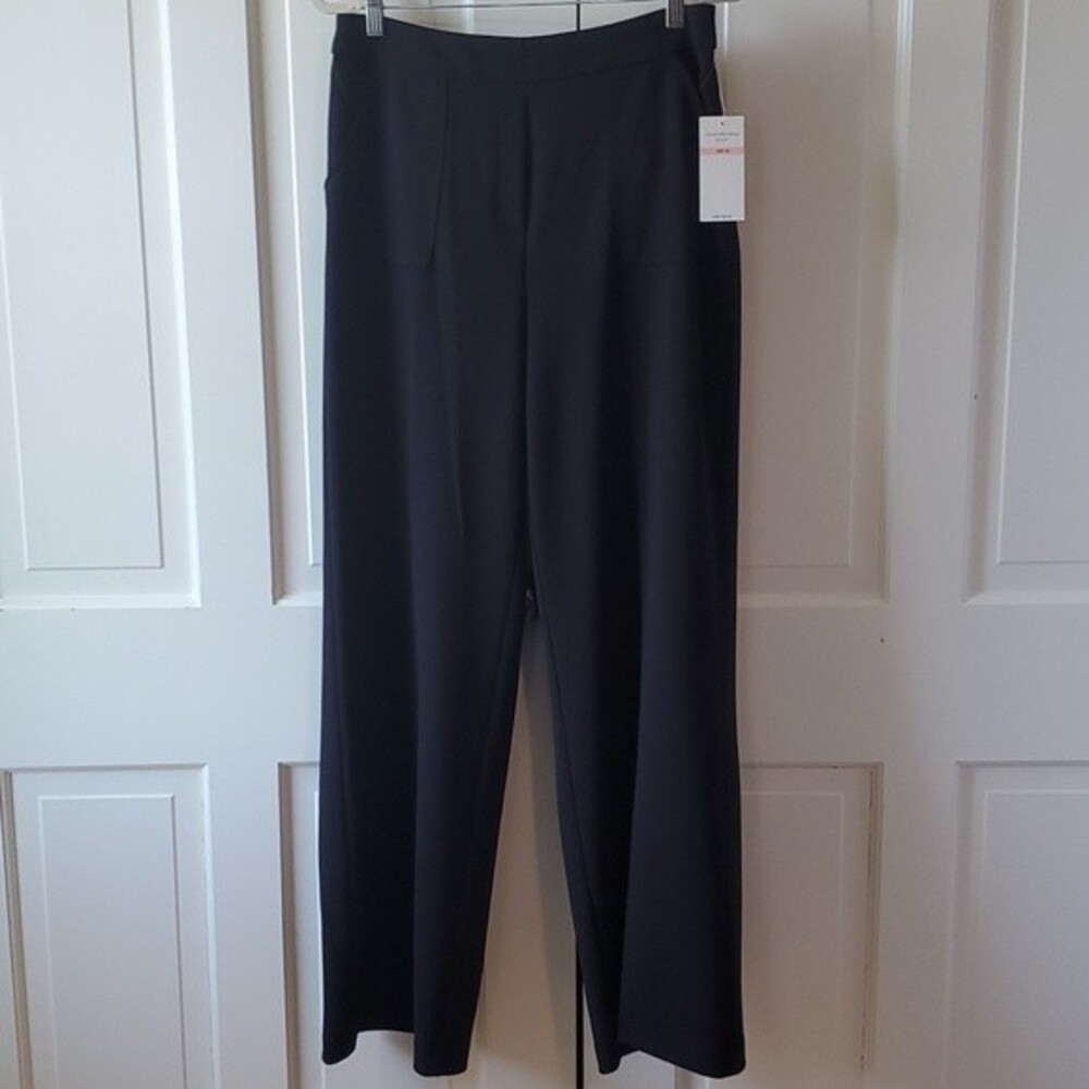 JOSH & ARIELLE WIDE LEG ELASTIC WAIST PANTS SIZE 10 BLACK HIGH RISE LONG INSEAM